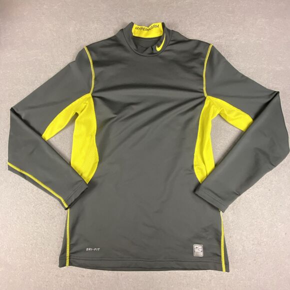 Nike Pro Combat Dri-Fit Compression Fitted Shirt Men M Gray Hyperwarm Base Layer - Picture 1 of 7